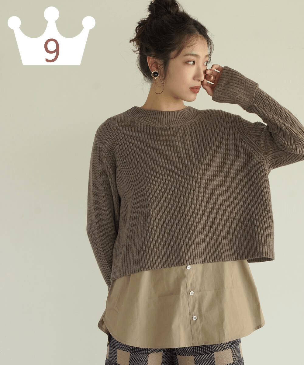 no.09 レイヤードライクシャツドッキングニット