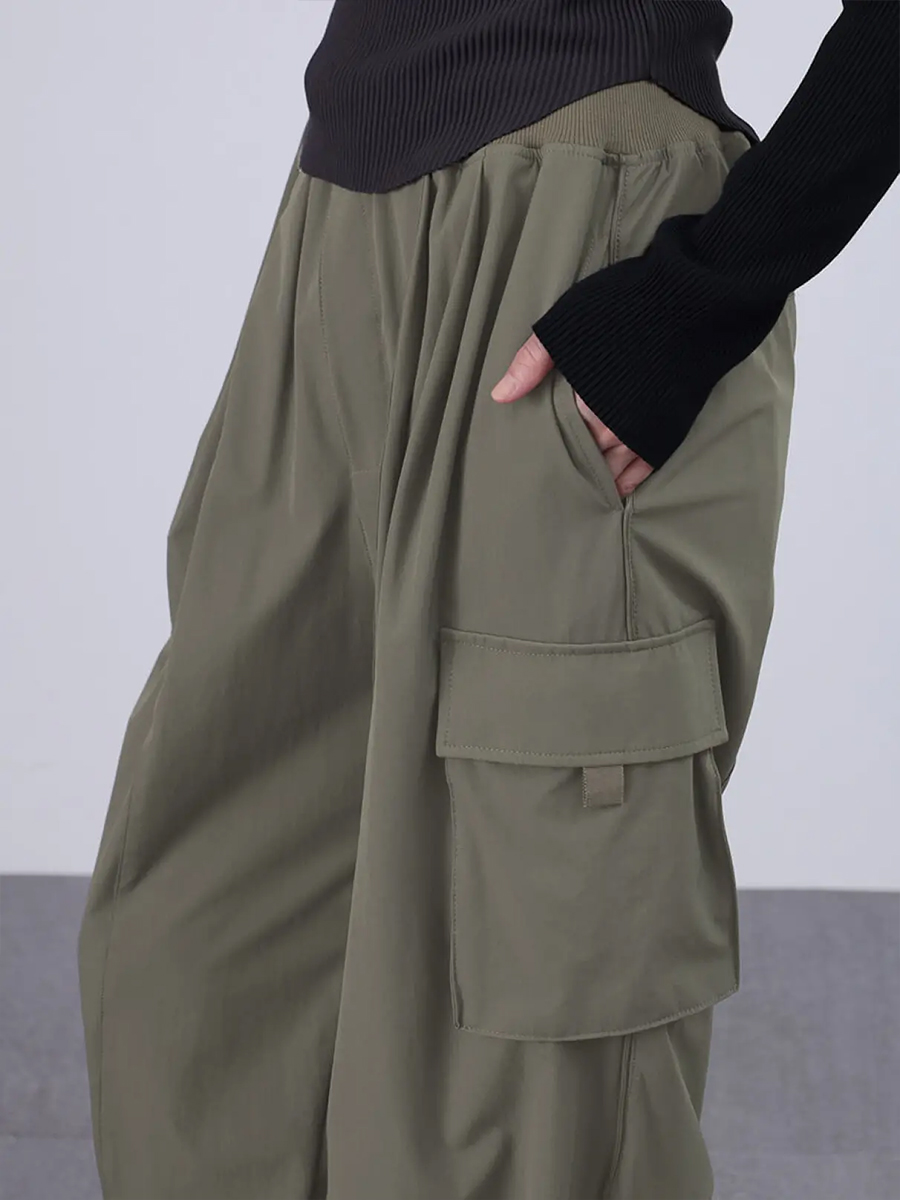 LASUD ナイロンタックカーゴパンツ(black,khaki)