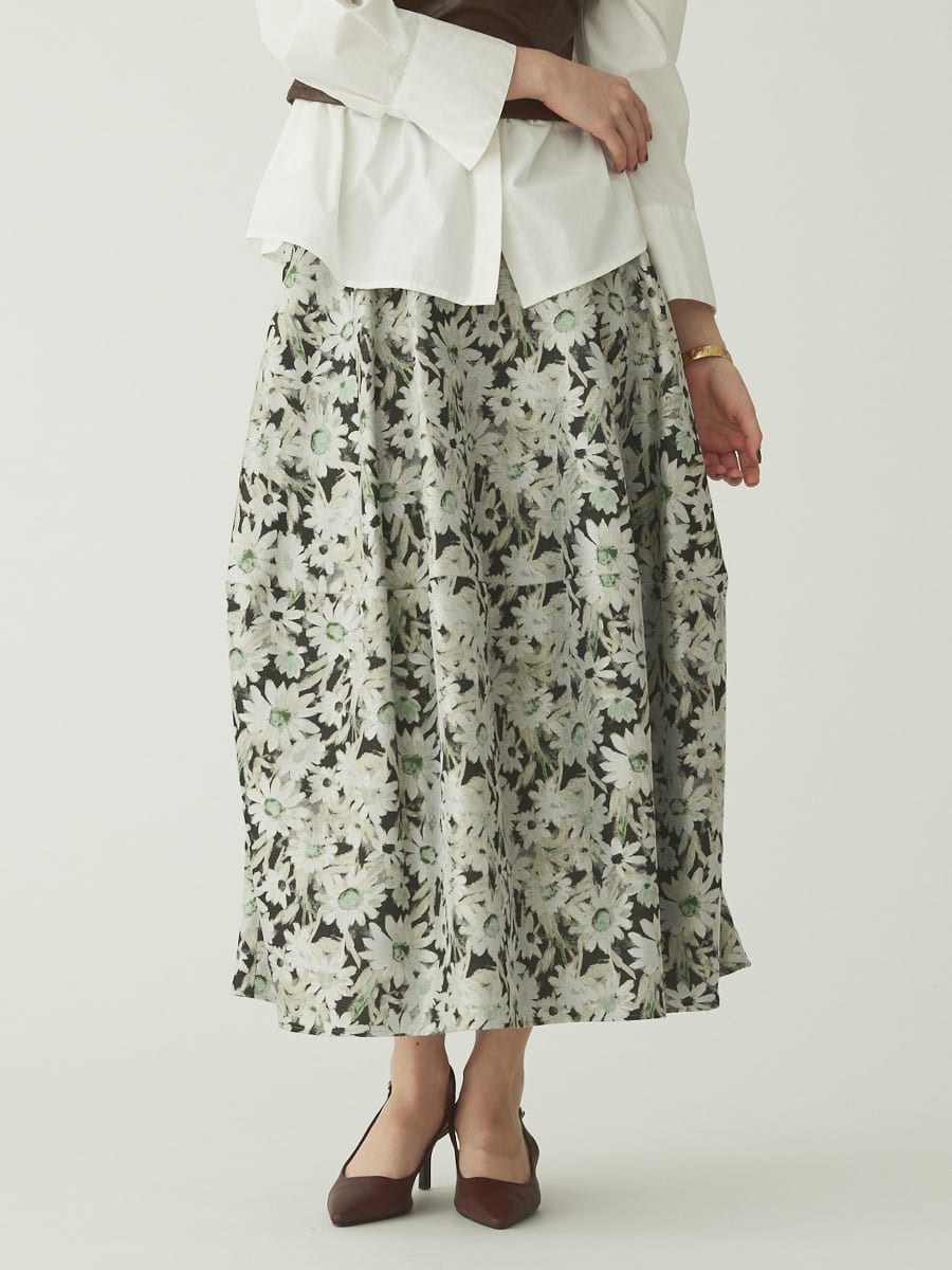 フラワージャガードフレアスカート