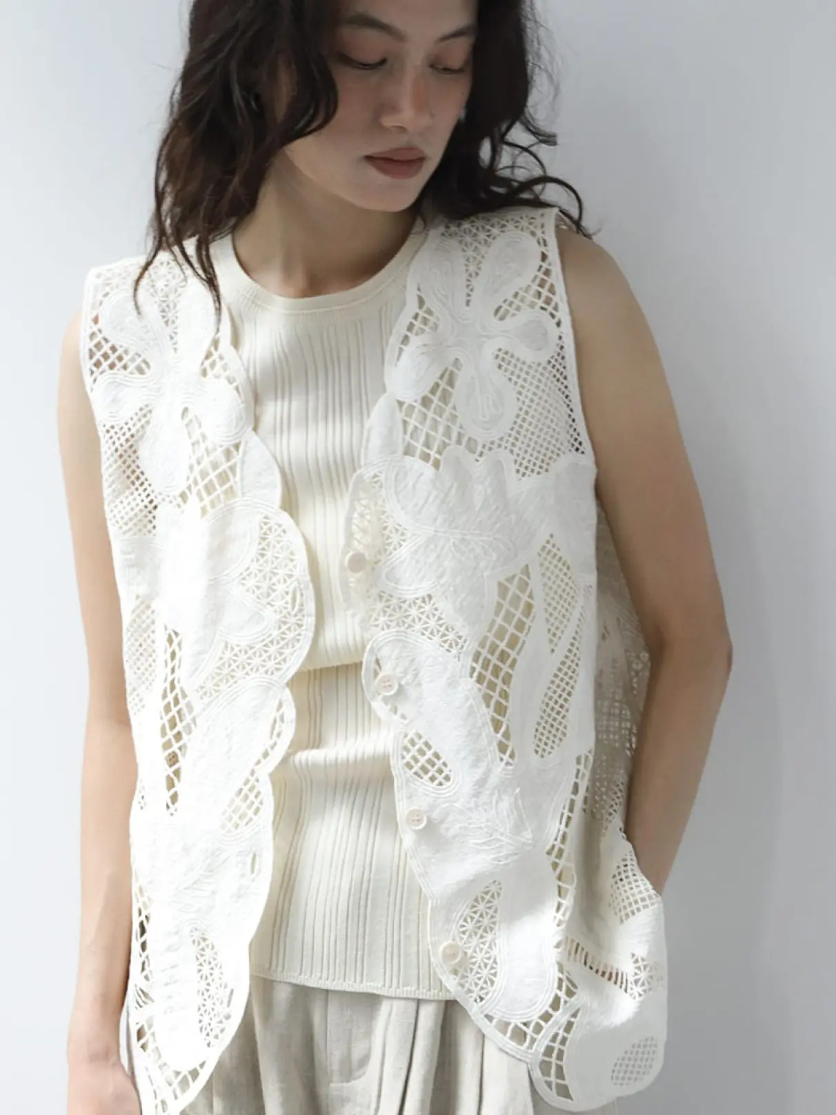 Floral lace vest