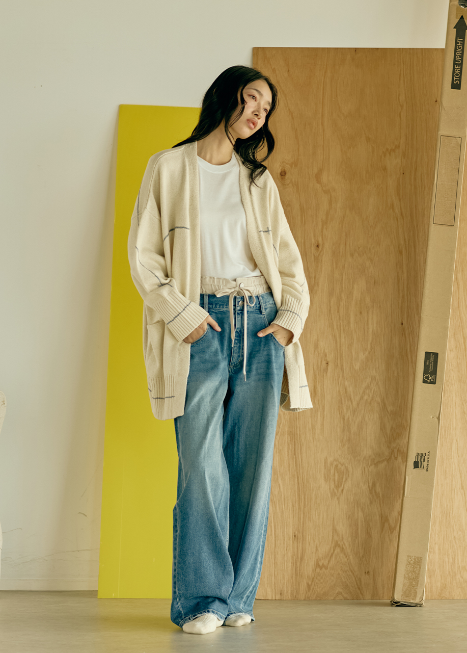 ダブルウエストデニムパンツ