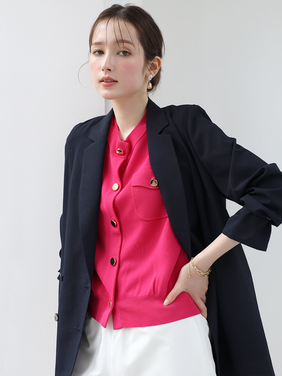 ゴールドボタンノースリーブニットベスト