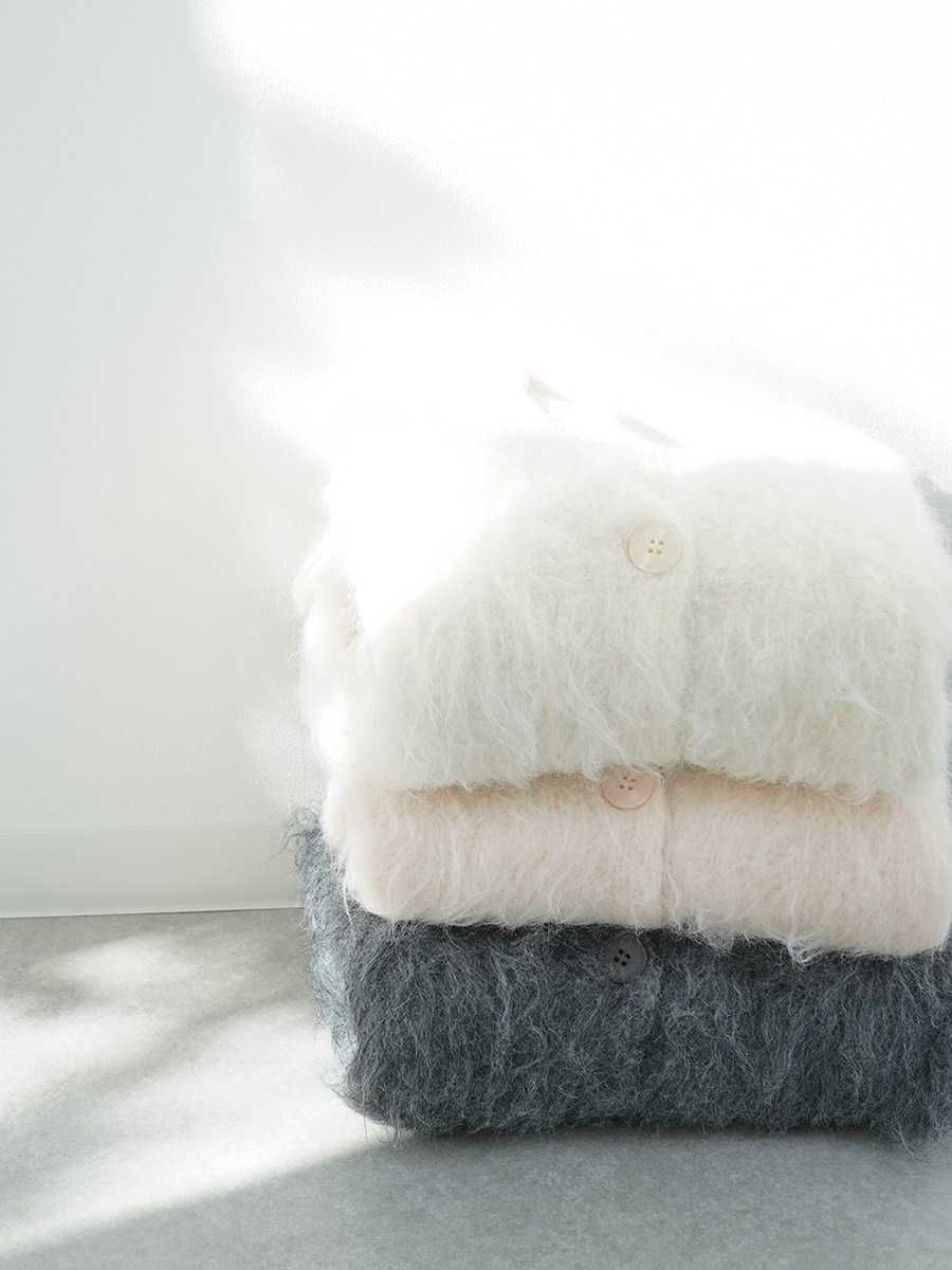 Shaggy knit cardigan