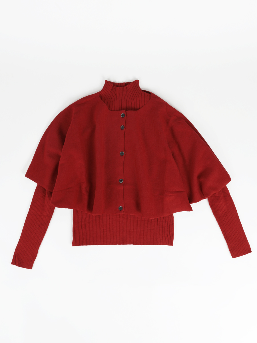 ケープハイネックニットアンサンブルアップ