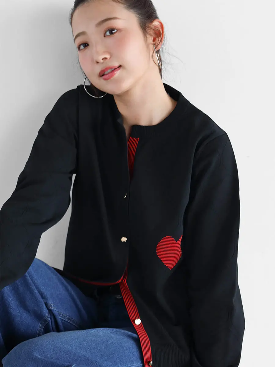 Vin(ヴァン)　透かし編みハートニットカーディガン