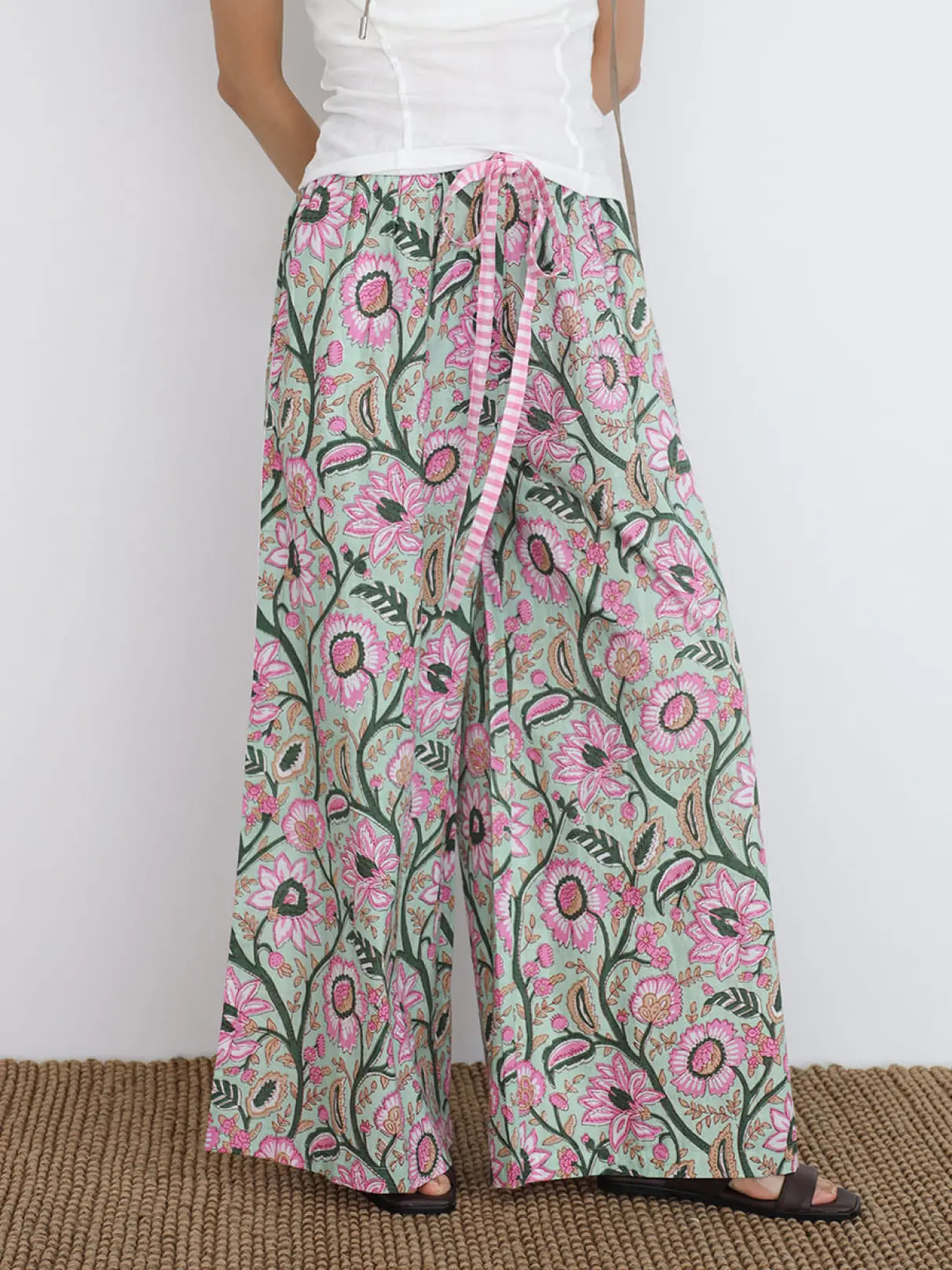 Block print floral pants