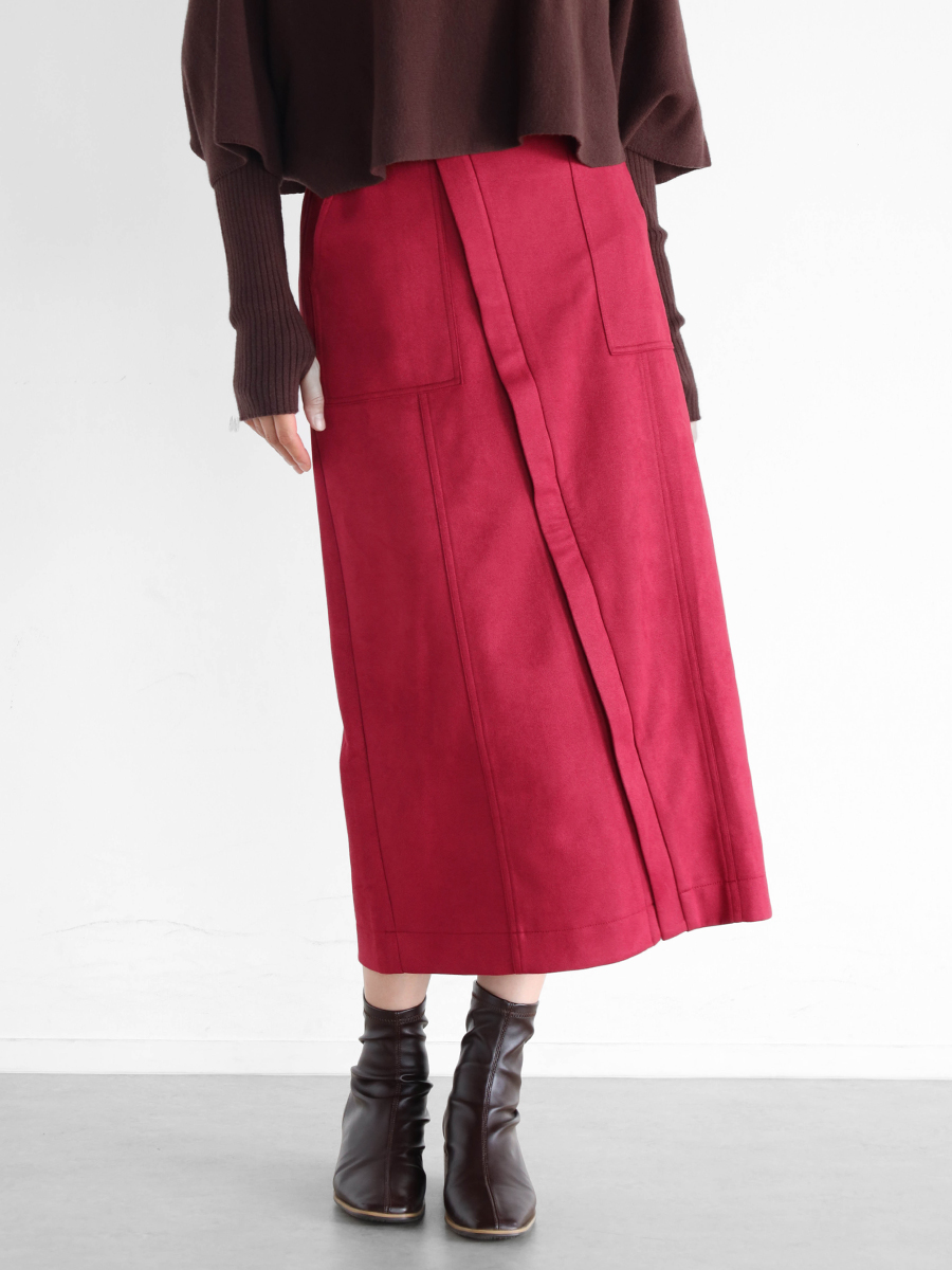 フェイクスウェードラップライクデザインスカート