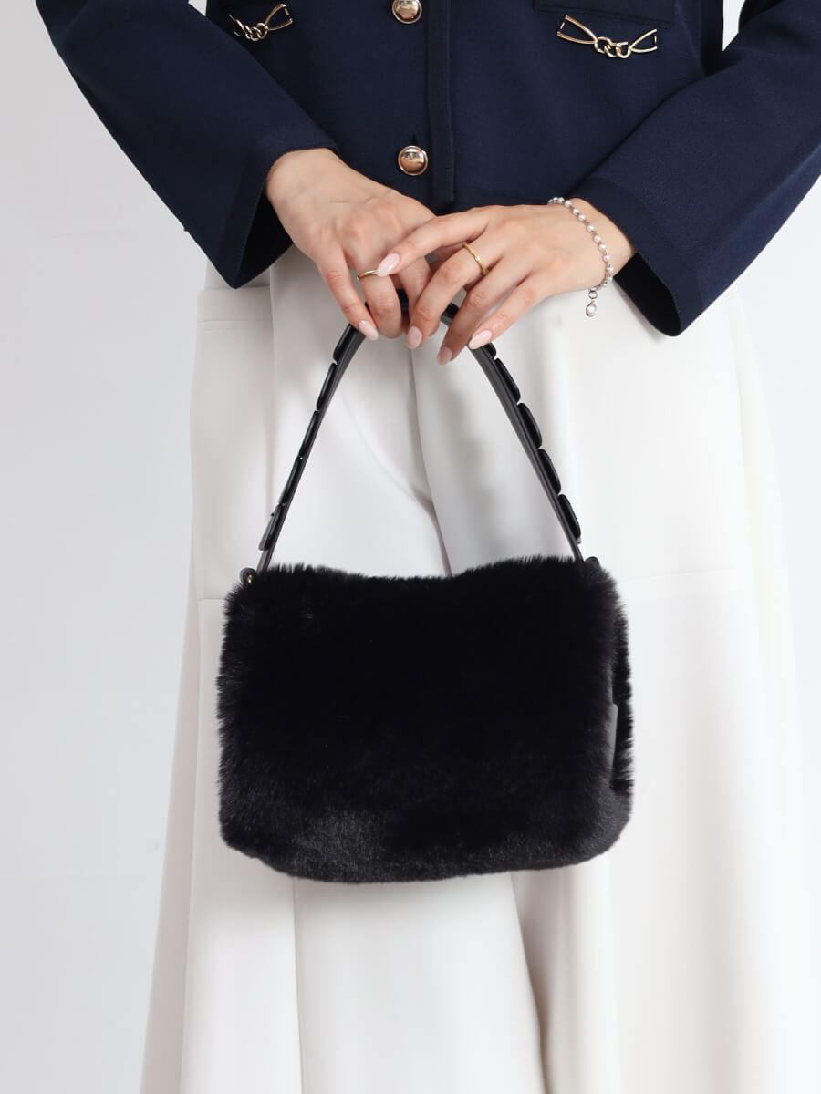 スカラップハンドルファーバッグ