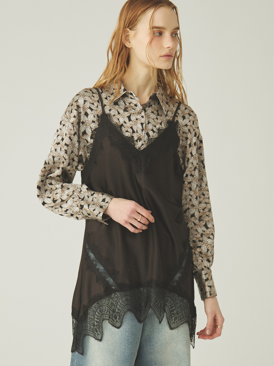 Vin(ヴァン)　パールボタンジレ&ワイドシルエットパンツセットアップ