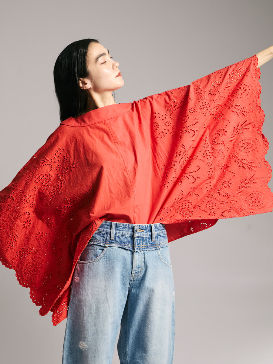 Cutwork poncho&pants