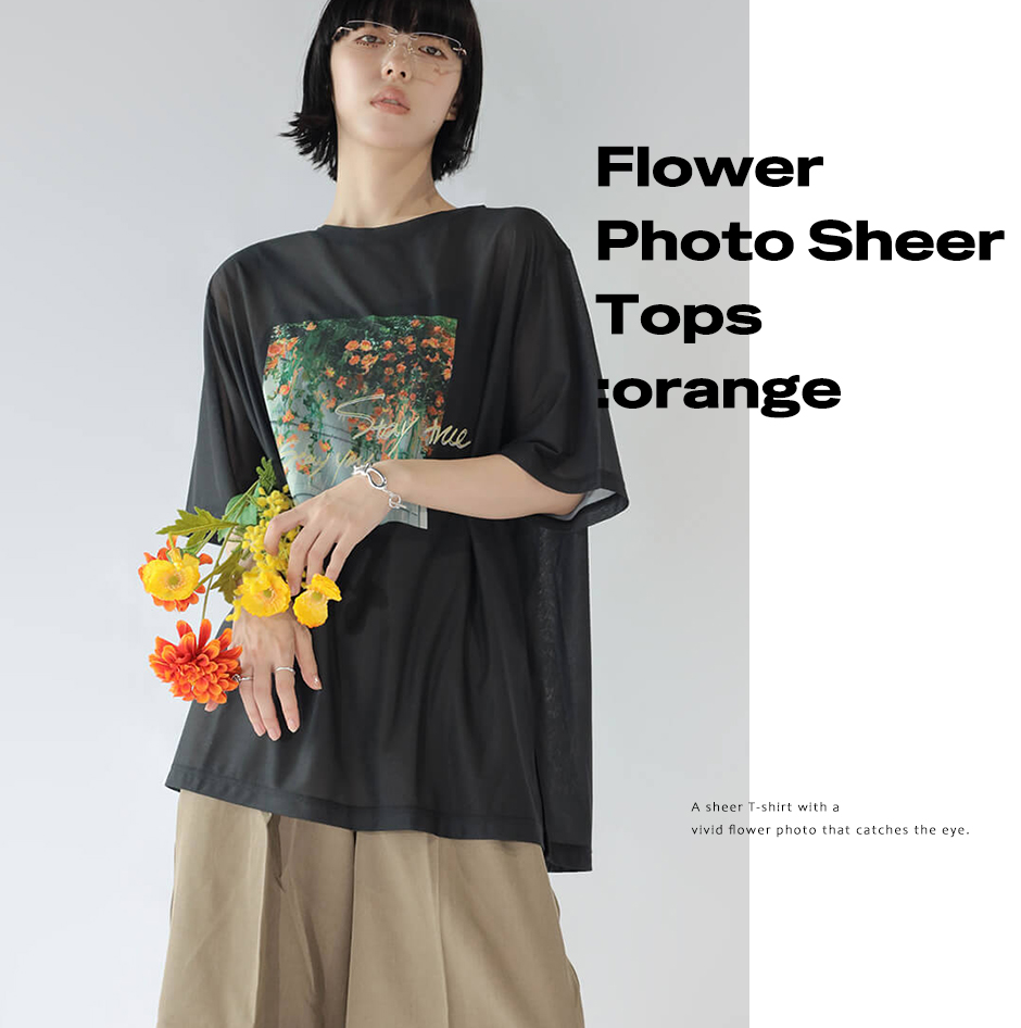 Flower Photo Sheer Tops