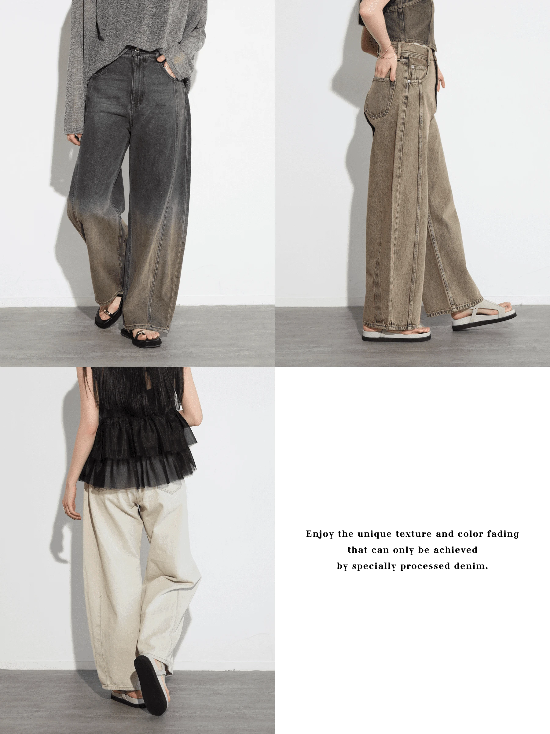 LASUD RADIATE オーバーダイデニムオーバーオール ラディエイト RADIATE アシメフロントデニムオーバーオール （グレー