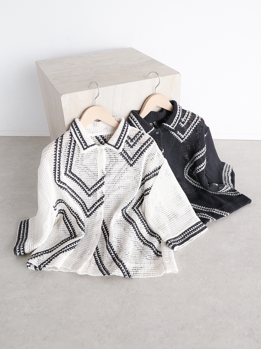 Crochet knit shirt