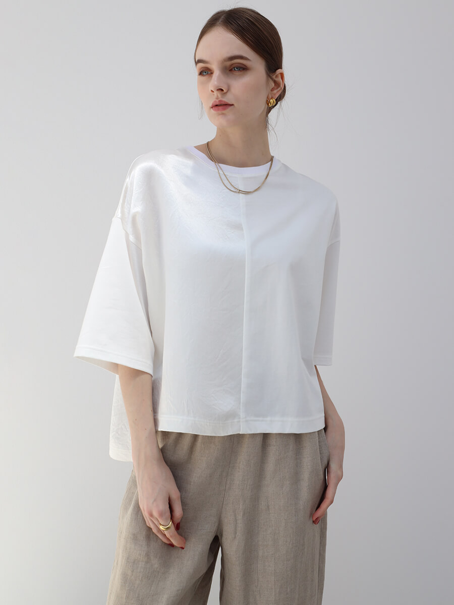 Aga×NORITAKE　サテン切替デザインカットソー