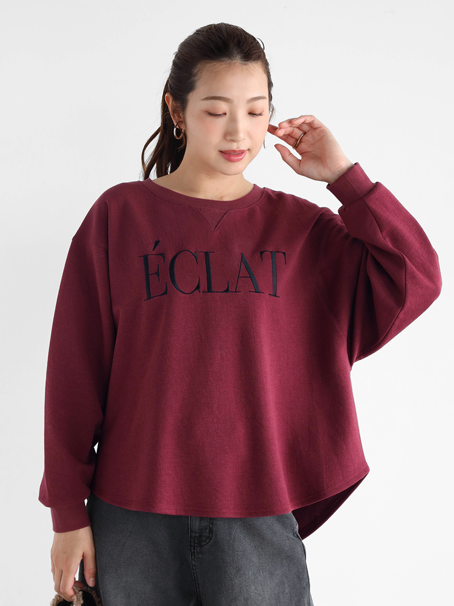 刺繍ロゴラウンドカットトレーナー