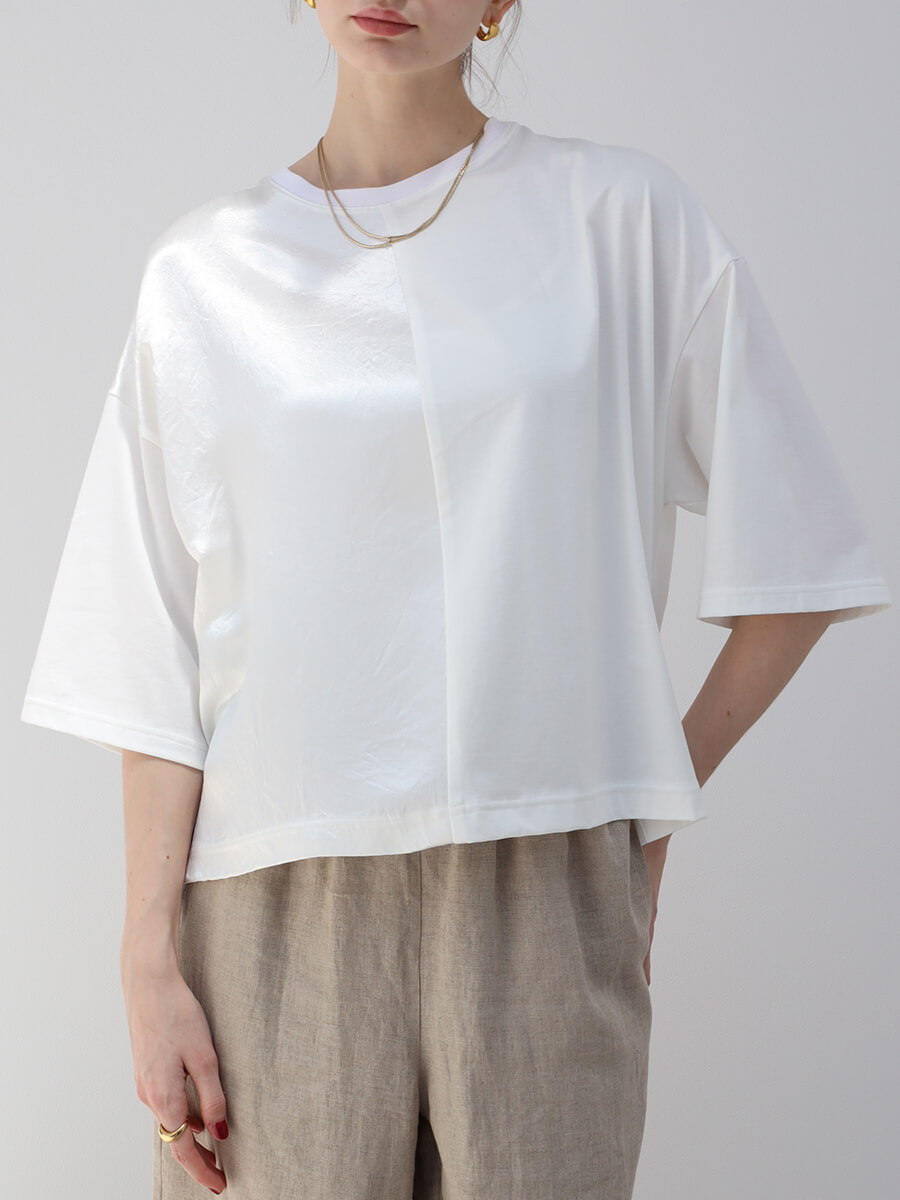 サテン切替デザインカットソー