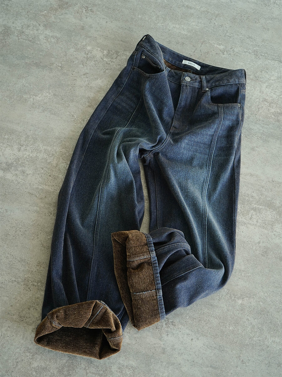 RADIATE(ラディエイト)　裏起毛ワイドデニムパンツ
