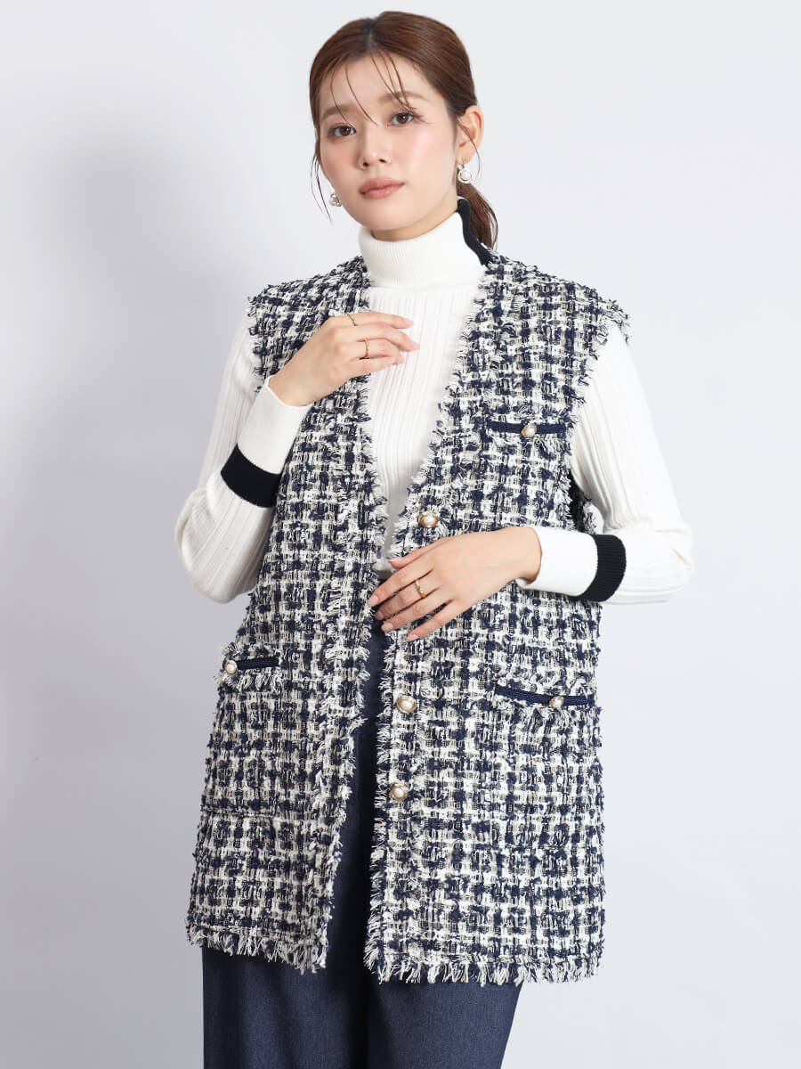 ファンシーツイードミドルジレ