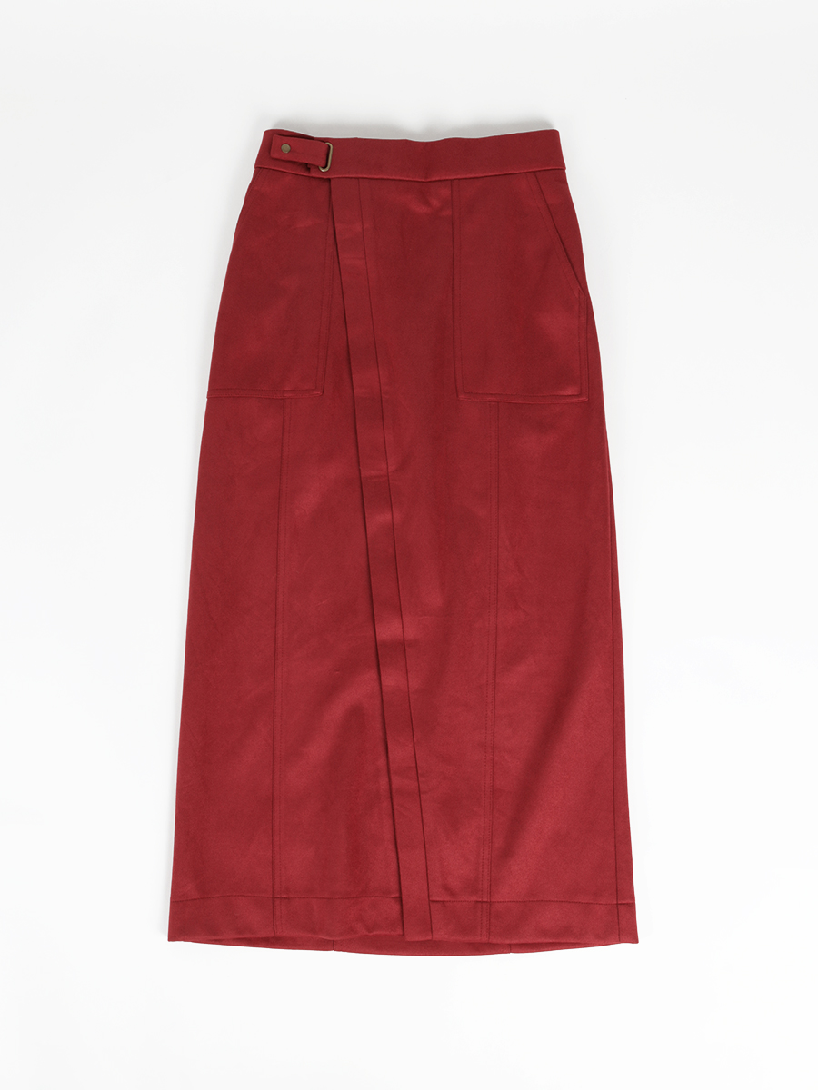 フェイクスウェードラップライクデザインスカートアップ