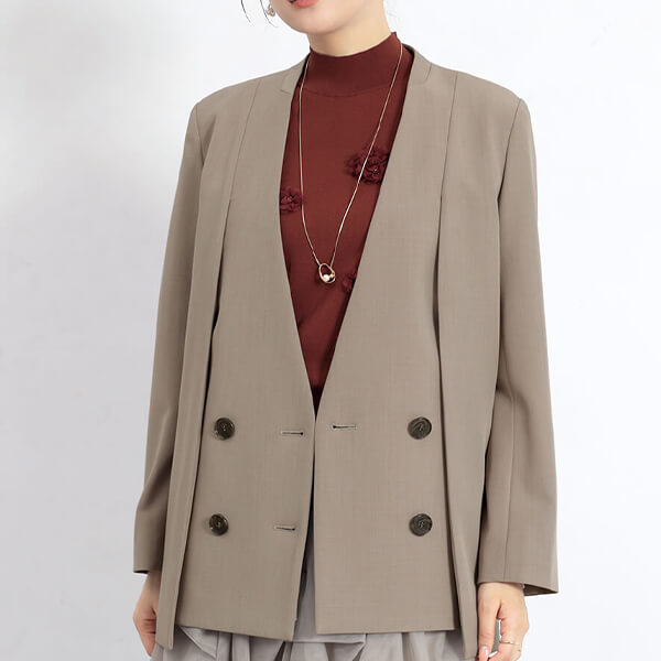 ダブルフロント2wayノーカラージャケット