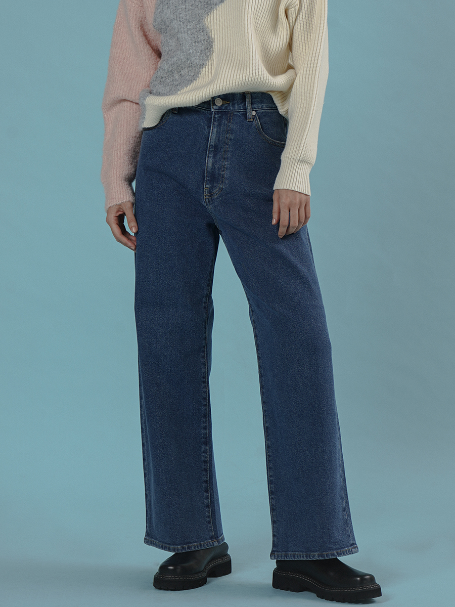Wide-leg denim pants
