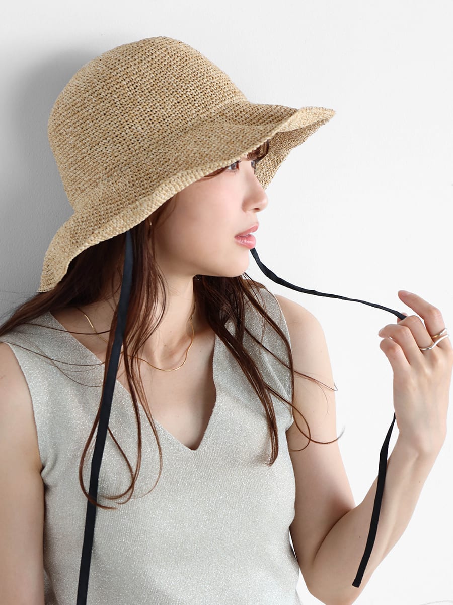 ペーパークロッシェリボンハット