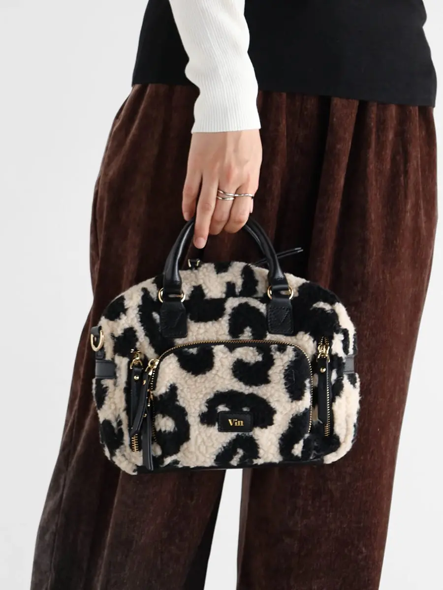 Vin(ヴァン)レオパードボアミニボストンバッグ