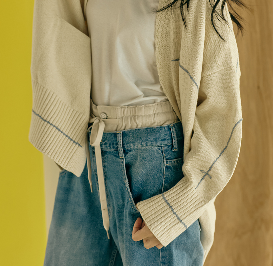 ダブルウエストデニムパンツ