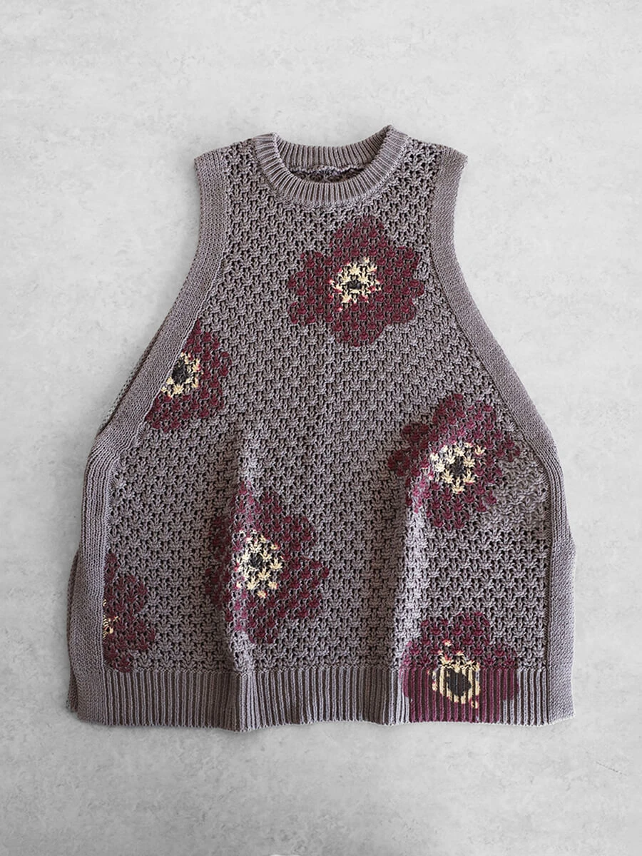 ヤマダヤ新品　Ample ドット刺繍ベロアキルティングベスト アンプル Ample ドット刺繍ベロアキルティングベスト （グレー） -靴