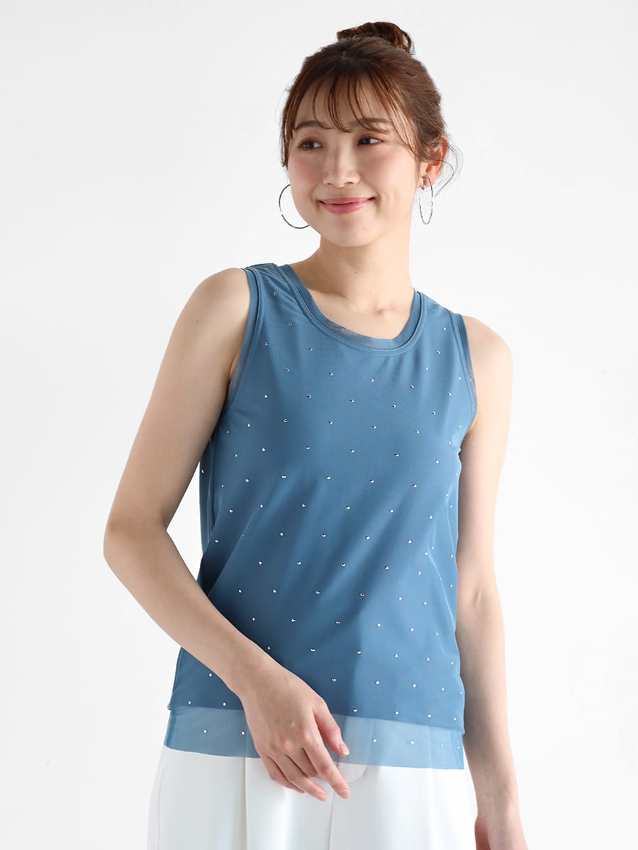 スタッズチュールタンクトップ