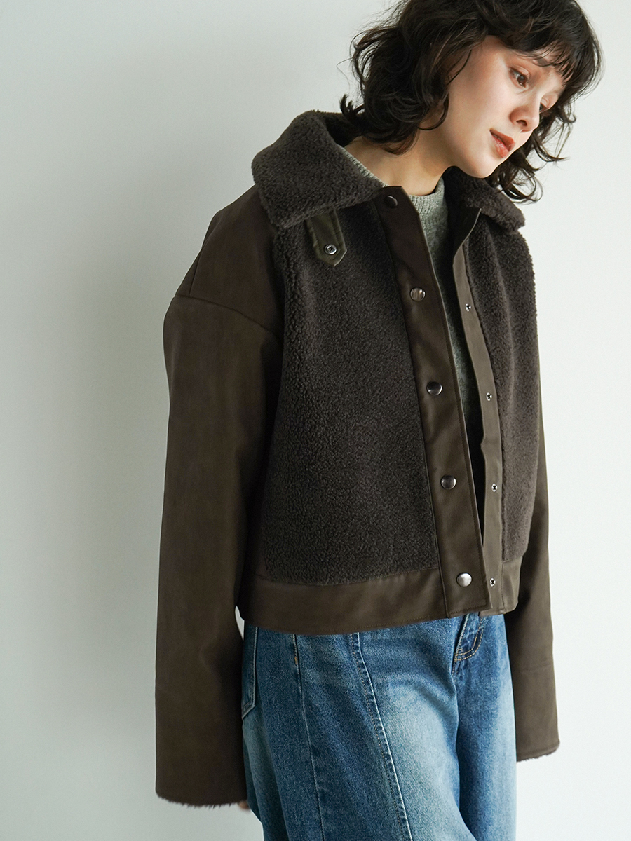 Military boa jacket / dark khaki