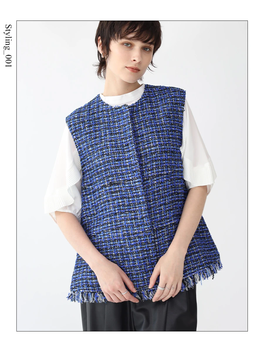 ボールジィ　リントンツイード　リボンベスト　ファンシーミックスツイード　36 LINTON Tweed Collection 2023 Ballsey 〉時代に流されない