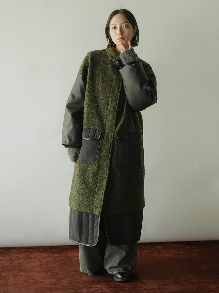 RADIATE(ラディエイト)　異素材ミックスロングコート