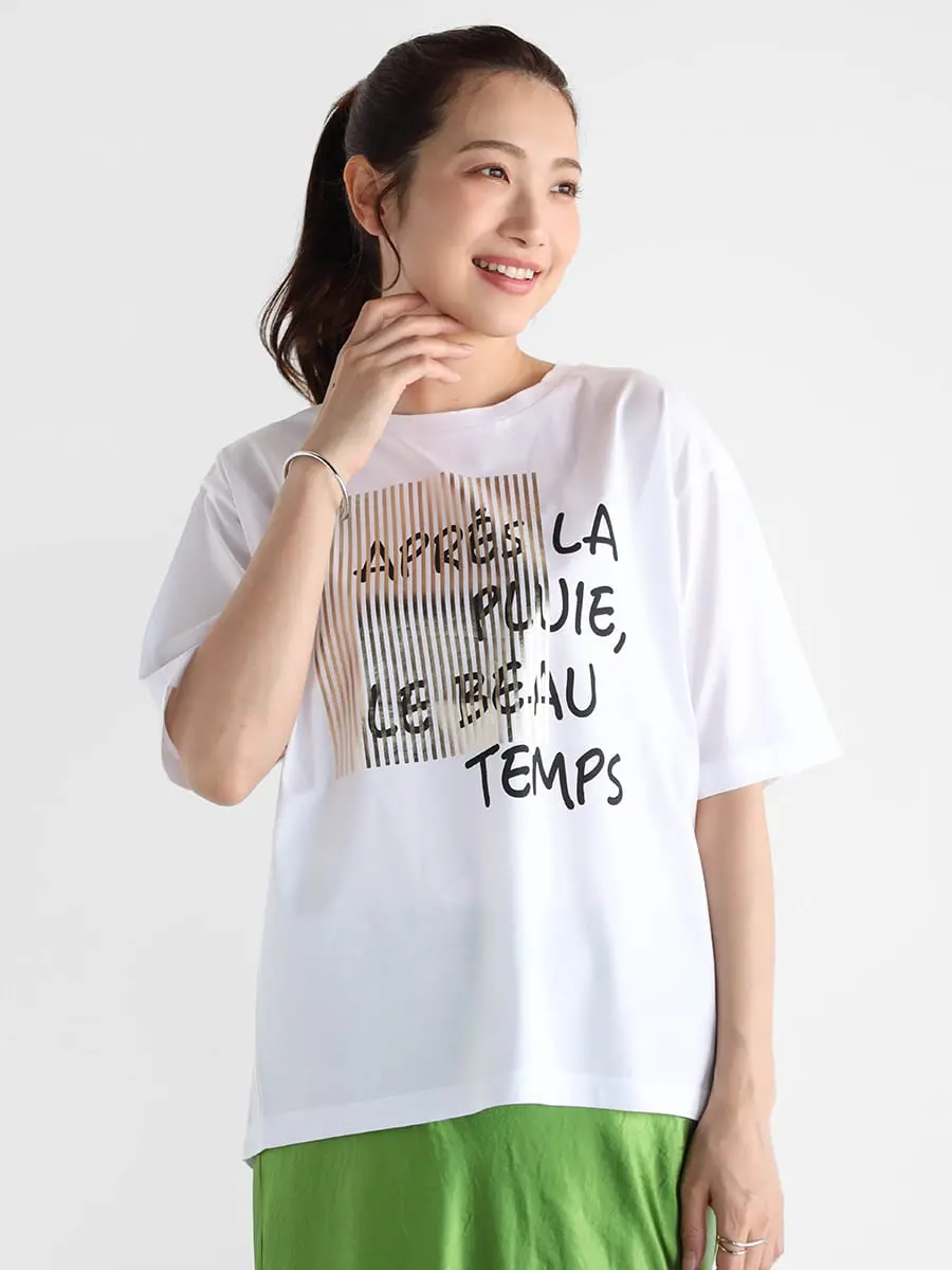 Vin(ヴァン)　箔デザインコットンロゴTシャツ