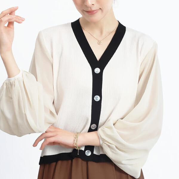 シアースリーブリブカーディガン