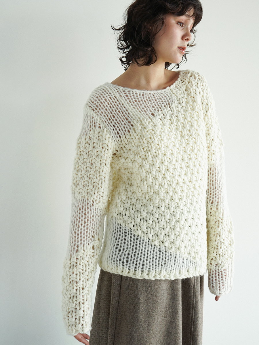 Mixed gauge knit pullover