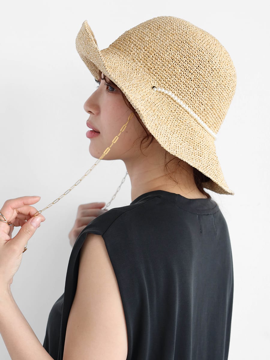パール&チェーンアクセントペーパーハット