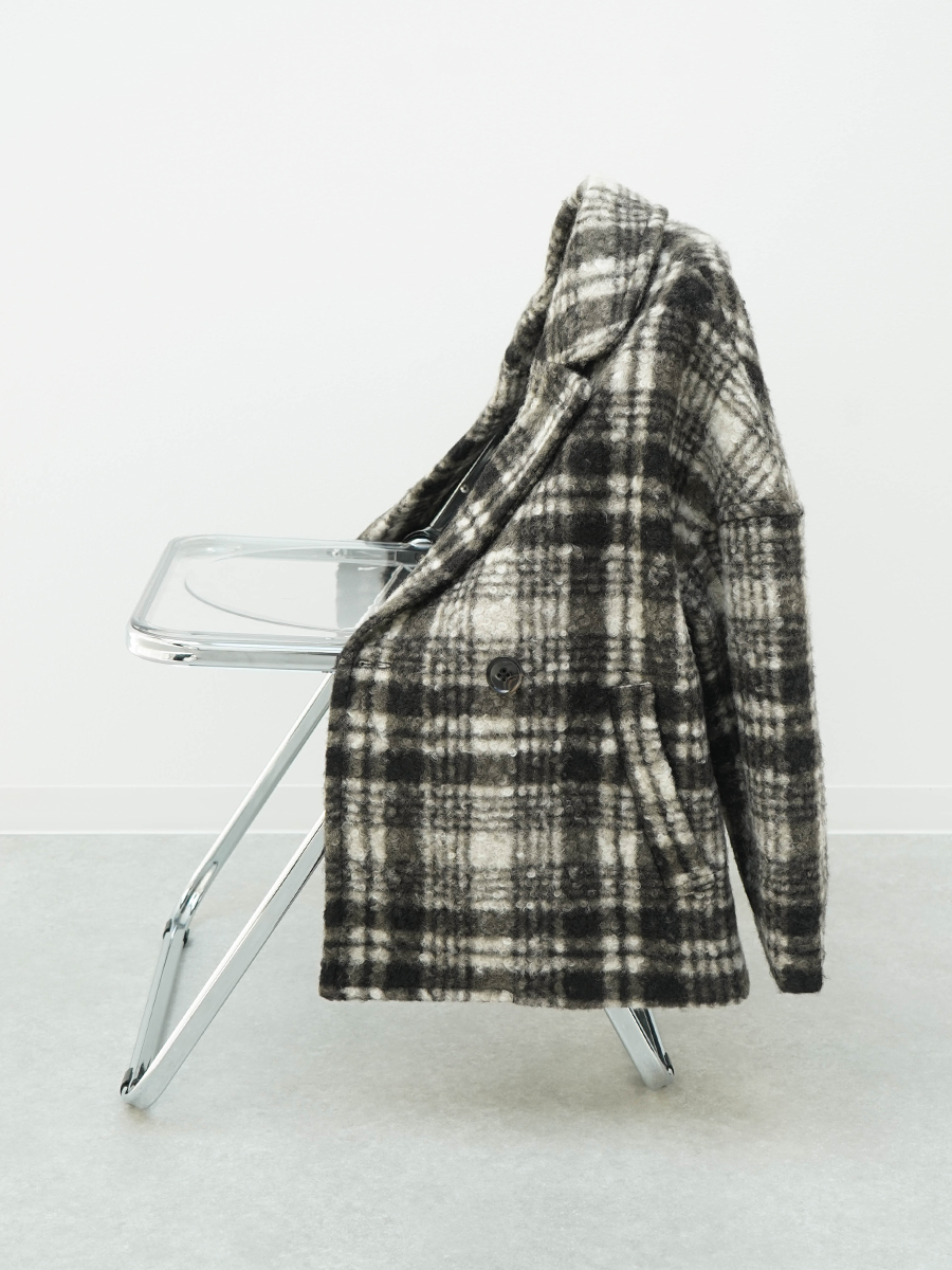 Checked double-breasted coat