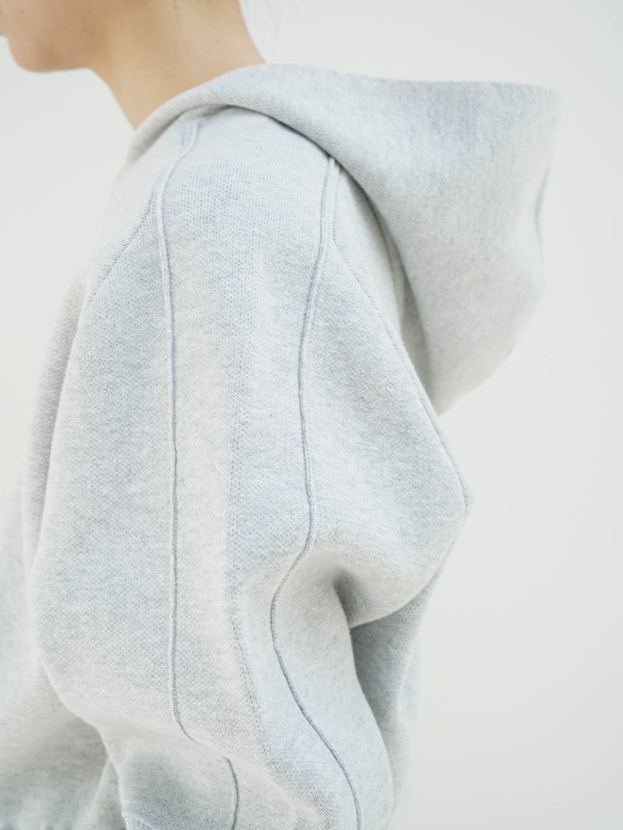 Cotton knit double zip hoodie