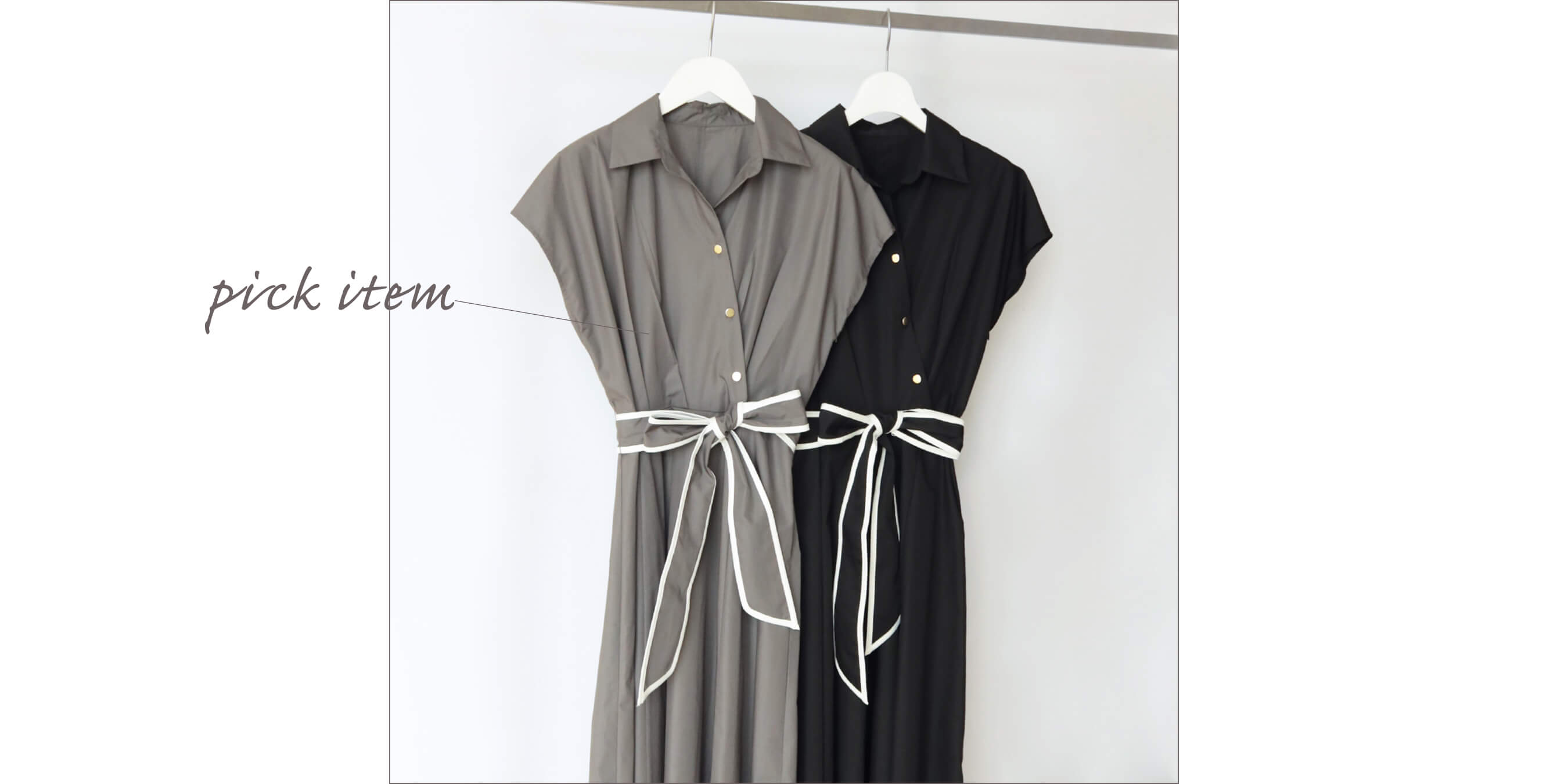 パイピングリボン付きワンピース