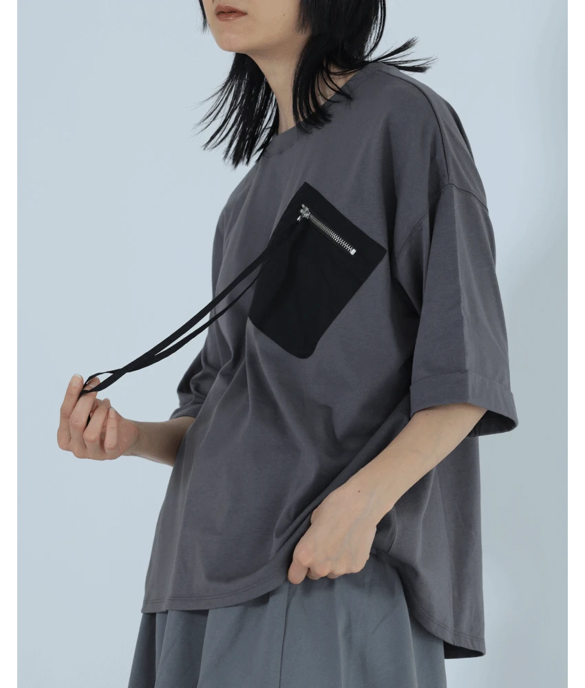 今期　新品未使用　ヤマダヤ　クローブCLOVE ペプラムベストジレ　カットソー クローブ CLOVE シアーロングジレ （チャコールグレー