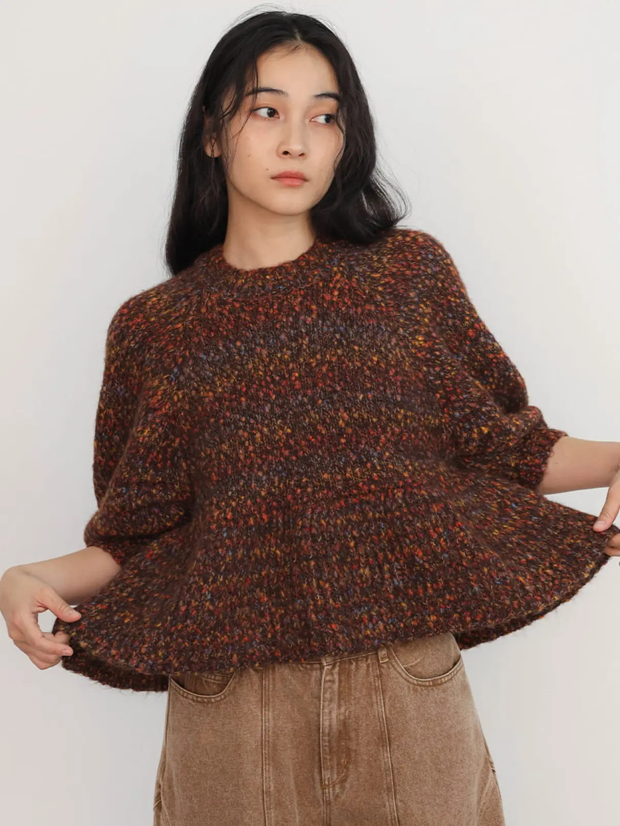 Mixed color flare knit