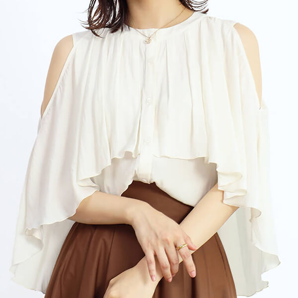 ドレープケープデザイン2wayブラウス