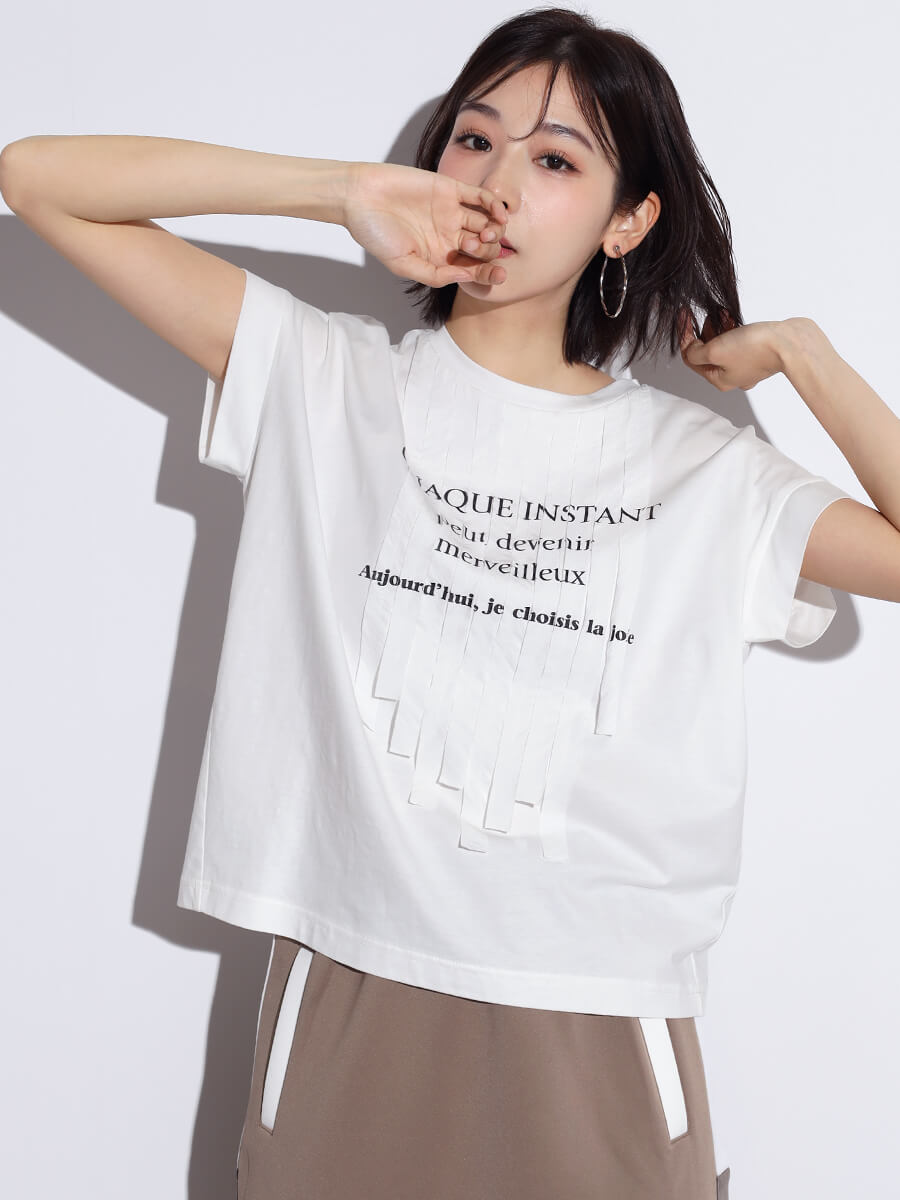 テープフリンジロゴTシャツ