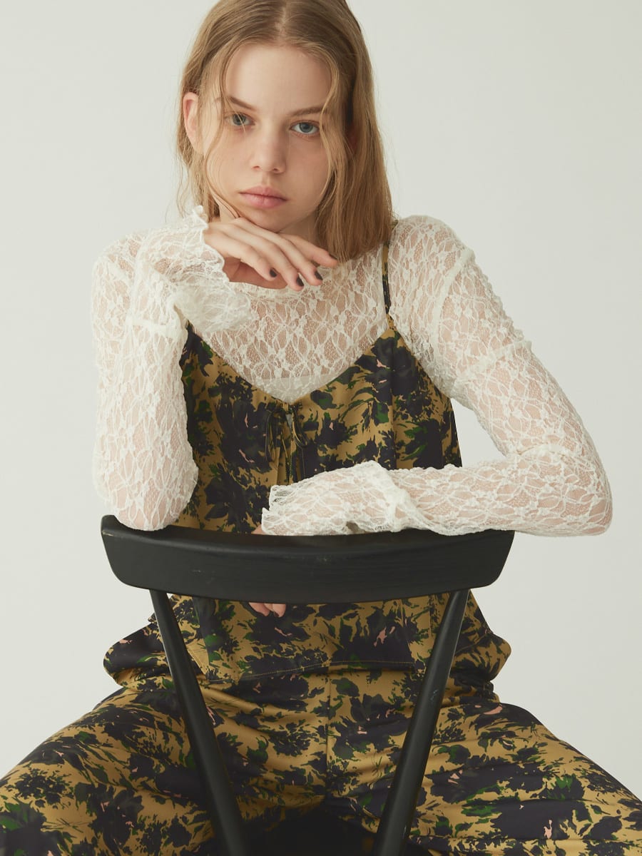 アートフラワープリントキャミソール