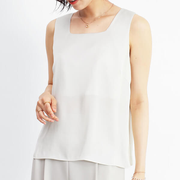 サテン×カットソーコンビタンクトップ