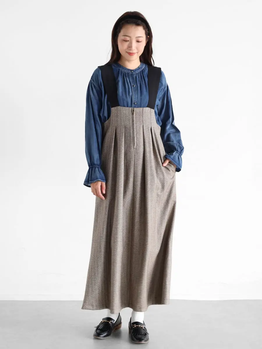 Vin(ヴァン)　ヘリンボーンツイードジャンパースカート