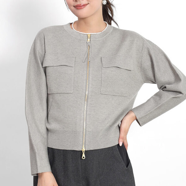 ダブルポケットジップカーディガン