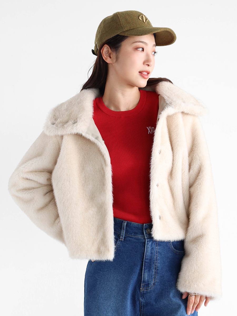 Vin ヴァン フェイクファーショートコート