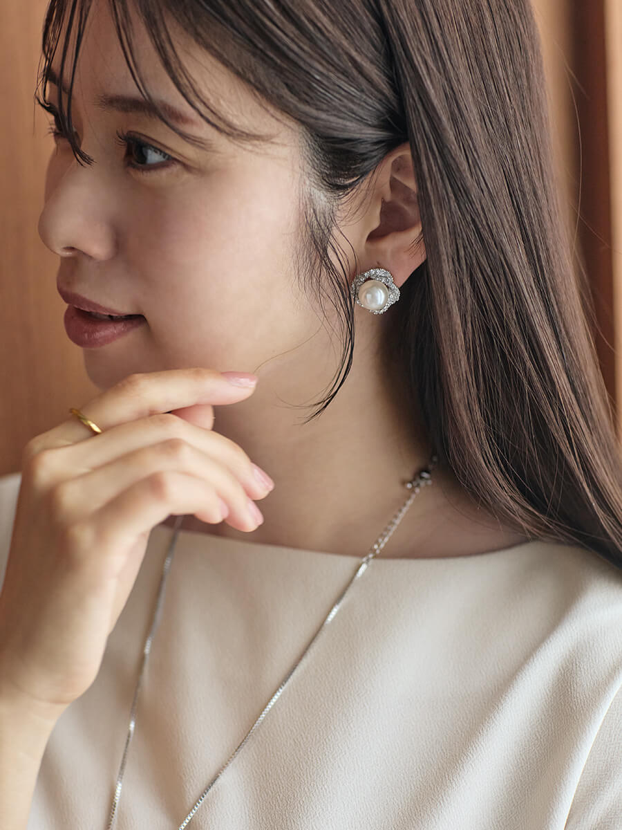 パールフラワーイヤリング(silver)
